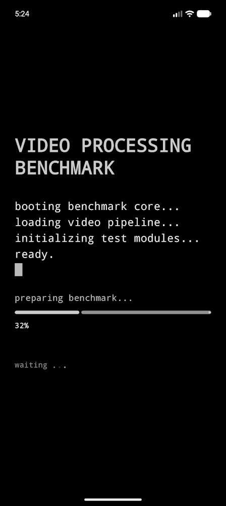 Video Processing Benchmark main screen