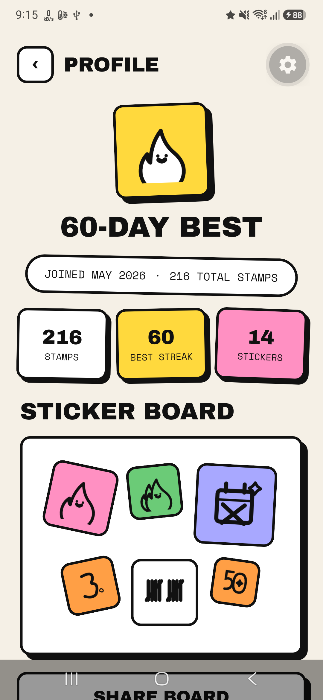 Moodly profile screen