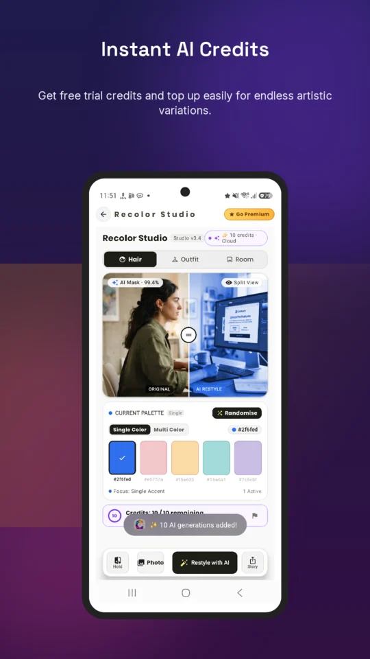 AI-designed Play Store screenshot: Instant AI Credits