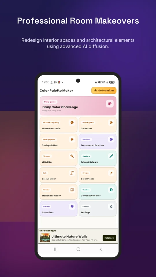 AI-designed Play Store screenshot: Professional Room Makeovers